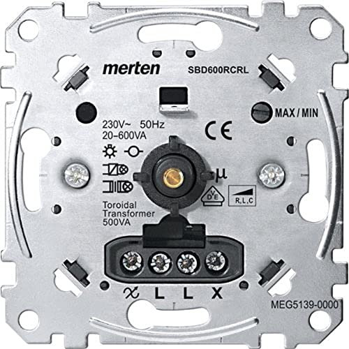 Schneider Electric Merten Universal-Drehdimmer-Einsatz, Dimmschalter, Unterputz, 20-600 W/VA, Phasenabschnitt, IP20, Artikelnummer MEG5139-0000