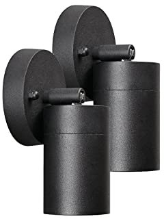 2er-Set Aluminium Wandspot MODENA schwarz, GU10, Höhe 10,5 cm, IP44; Konstsmide 7598-750