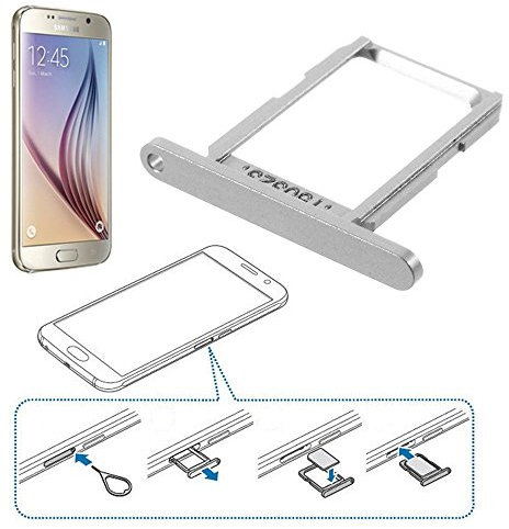 SIM-Schlitten für Nano-SIM für Samsung Galaxy S6 G920, Farbe: Silber