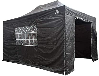 All Seasons Gazebos 3x4.5m Waterproof Pop Up with Side Walls & Accessories | Heavy Duty, High-Grade Materials (Black)