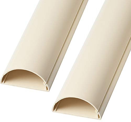 2m (2X 100cm) – 50mm x 25mm Magnolia Trunking | Half Round Cable Conduit Cover | HDMI AV TV Ethernet & Scart Wire Ducting | Wall Tidy Management | Self-Adhesive Backing *Easy Install* | Skirting Home