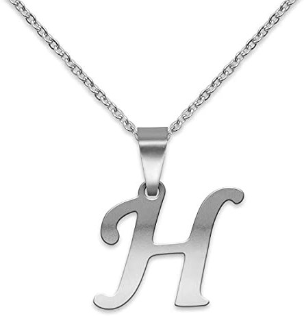 Soul-Cats Modische Edelstahl Buchstaben Ketten Anhänger A - Z Initialen Alphabet Halskette, Modell: H mit Kette