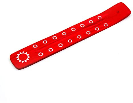 Hochwertiger Räucherstäbchenhalter in rot aus Sheesham-Holz von Luxflair® zum Abbrennen von Räucherstäbchen, Räucherwerk, Zubehör, Räucherhalter