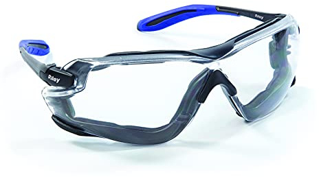 Riley Quadro Protective Safety Glasses for Work – Lightweight Sports Style UV Resistant Clear Safety Goggles with Panoramic Lens