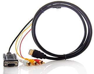 SM-PC®1,5m HDMI - VGA + 3xCinch Kabel, vergoldete Kontakte D-Sub HD15#634