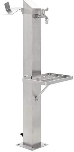 Festnight Robinet avec Colonne 8 x 8 x 95 cm Fontaine Colonne avec Robinet Fontaine Colonne carrée Acier Inoxydable