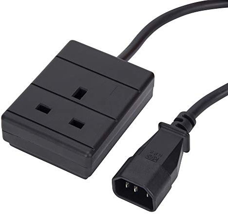 Computer Spares 3m IEC C14 Plug to 1 Gang Mains Power UK Socket