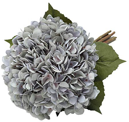 Tifuly Artificial Hydrangea Flower, 5 PCS Ramos de hortensias de Seda de Tallo Largo para Bodas, hogar, Hotel, decoración de Fiestas, centros de Mesa (Azul Vintage)