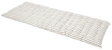 Homescapes Bankauflage 3-Sitzer grau-weiß gestreift – Sitzkissen Bank Outdoor/Indoor, Oeko-TEX-Zertifiziert, Sitzauflage waschbar für Gartenbank & Sitzbank, 143 x 48 cm