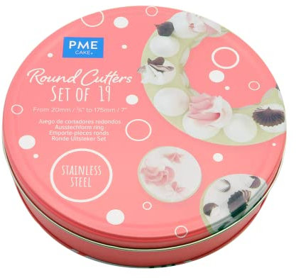 PME Lot de 19 emporte-pièces ronds en acier inoxydable Argenté 19,05 x 19,05 x 4,32 cm