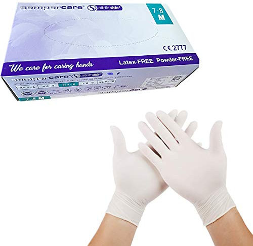 YNR 1Above_Pack of 100 Disposable Vinyl Nitrile Gloves | Powder Free | Extra Strong | multi-Purpose | Colour - White | UK Seller(Medium Size)