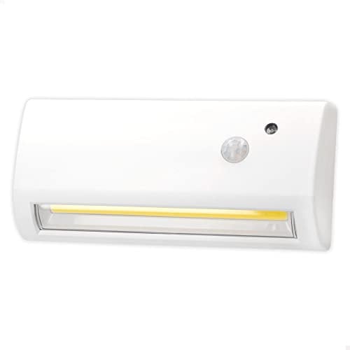 AKTIVE - Lampada da Parete LED Esterna Con Sensore di Movimento, 14,5 x 6,5 x 3,5 cm, Impermeabile, a Batteria (4 AA)