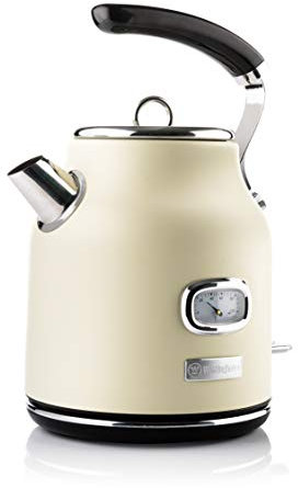 Westinghouse Retro Kettle - 1.7 Liter Electric Kettle - Fast Boil - Water Boiler For Hot Drinks - Quiet Boil & Detachable Filter - 2200W Kettle (Cream)