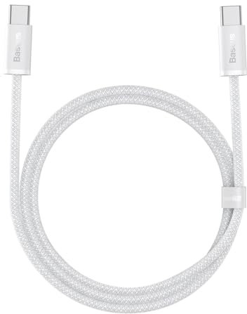 Baseus Yato Dynamic Series - Cable de datos de carga rápida tipo C a tipo C de 100 W, 1 metro de longitud, color blanco