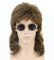 LeMarnia Herren 80er Jahre Vokuhila Perücke Rocker Punk Popstar Perücke Lange Lockig Mullet Perücke Halloween Party Kostüm-Perücken
