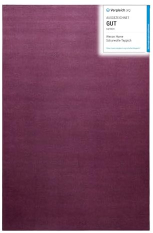 Wollteppich handgewebt - wertvoller, nachhaltiger, Teppich bestens geeignet fürs Wohnzimmer, Schlafzimmer und Kinderzimmer, Handwebteppich aus Schurwolle - PERPIGNAN - 80 x 150 cm, Lila Violett