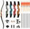 60 Zoll Bogenschießen Takedown Recurve Bogen und Pfeile Set Traditioneller Jagdbogen Erwachsener Holz Bogen Griff 20-60lbs Longbogen für Rechtshand Bogensport (45lbs, Gelb Set)