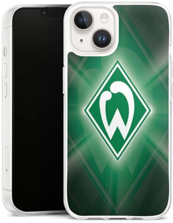 Silikon Hülle kompatibel mit Apple iPhone 14 Case transparent Handyhülle SV Werder Bremen Offizielles Lizenzprodukt Wappen