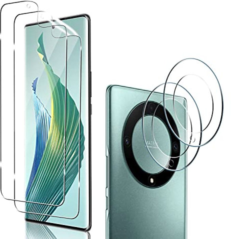 Holilo Para Honor Magic 5 Lite 5G [2+2 Piezas] Protector de Pantalla TPU Flexible Película + Protector cámara Cristal Templado, 9H Dureza HD Anti-Arañazos Sin Burbujas Vidrio Templado