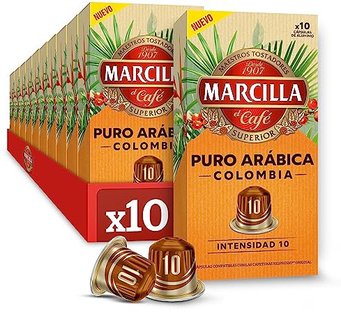 Marcilla Café Cápsulas Puro Arábica Colombia | Intensidad 9 | 100 Cápsulas Compatibles Nespresso (R)* - Amazon Exclusive