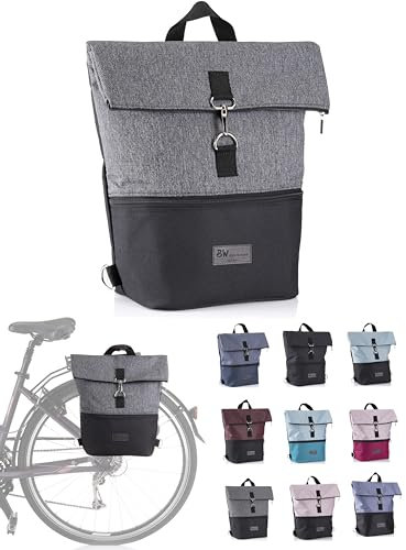 BambiniWelt by Rafael K. Fahrradtasche Gepäckträgertasche Rucksack Fahrrad Tasche Fahrradrucksack Freizeit universal (schwarz-dunkelgrau)