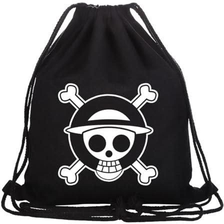 Roffatide Anime Straw Hat Chapeau De Paille Sac À Tiroir Imprimé Sac De Sport Toile Drawsting Sac À Dos String Noir B