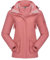 OutPro Damen 3-in-1-Skijacke wasserdicht winddicht Winterjacke Outdoor Wandern mit Fleece gefüttert doppellagige abnehmbare Kapuzen-Funktionsjacke,Rosa,XXL