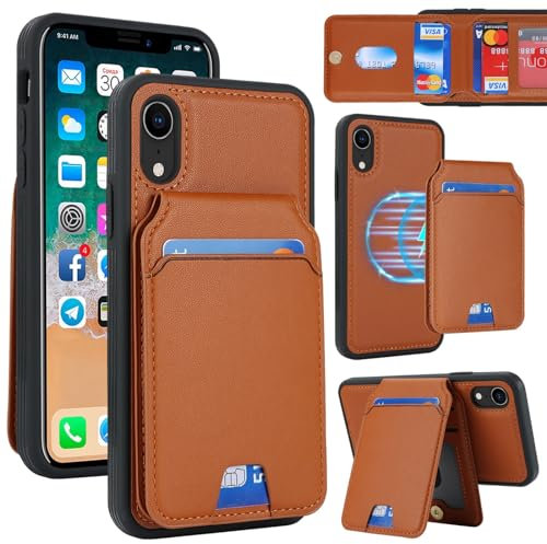 Zouzt for iPhone XR Detachable 2 in 1 Wallet Case with Card Holder for Magsafe, Magnetic PU Leather Flip Credit Slot Protective Phone Cover Women Men for iPhone XR 6.1 Inch - Brown