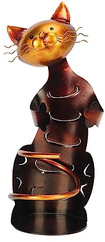 Miskall Cat Wine Holder Cat Wine Bottle Holder Cat Wine Rack Metal Decorative Cat Shaped Wine Holder Stand Wine Bottle Holder Sculpture for Tabletop Decoration