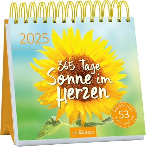 Postkartenkalender 365 Tage Sonne im Herzen 2025: Kleiner Tischkalender für mehr gute Laune und Lebensfreude