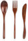 Juego de 3 cubiertos de madera reutilizables japoneses, cuchara, tenedor, cuchillo, vajilla de viaje, para cocina, hogar, oficina, ideas de regalo