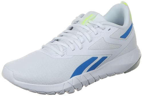 Reebok Flexagon Force 4, Zapatos de Entrenamiento Hombre, Calzado Blanco Kinetic Blue Digital Lime, 40 EU