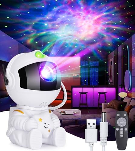 Proiettore galassia astronauta, proiettore di luce notturna stellata per camera da letto, proiettore astronauta con nebulosa e telecomando, proiettore spaziale regolabile a 360°, regalo per bambini e