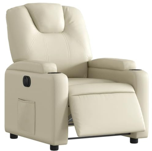 vidaXL Relaxsessel, Sessel mit Liegefunktion Elektrisch, Fernsehsessel Liegesessel für Wohnzimmer, Ruhesessel Polstersessel, Creme Kunstleder