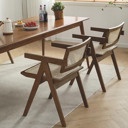 LIMHOME 2er Set | FSC® Esszimmerstuhl SW020 (Packung, 2 St), Eichenholzrahmen mit Sitzfläche aus Wiener Geflecht, Montage erforderlich | Farbe Oak (Walnuss)