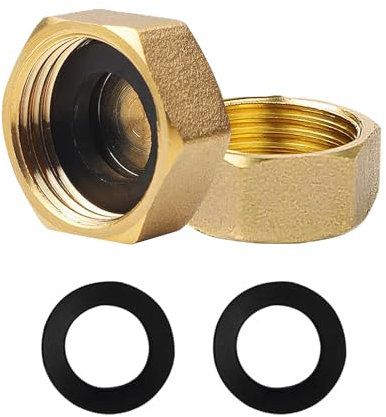 Tappi di chiusura in ottone resistente, confezione da 2 per soluzioni idrauliche, tappo di arresto femmina in ottone esagonale (3/4), tappi per dadi di chiusura per rubinetti per valvole del