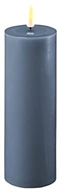ReWu LED Kerze Deluxe Homeart, Indoor LED-Kerze mit realistischer Flamme auf einem Echtwachsspiegel, warmweißes Licht - Ice Blue 5 x 15 cm