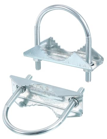 QUARKZMAN Kit de Support de Fixation en Croix pour Mât d'Antenne avec Étrier en U et Matériel de Montage, 2 Pièces, M6x52x75mm