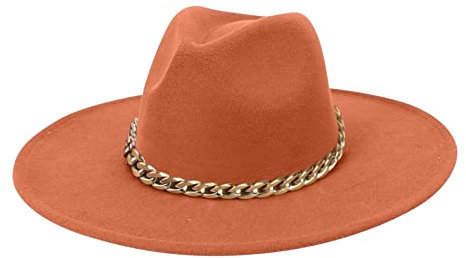 Modische Fedora Fedoras Männer breit für Frauen Kleid Hut Frauen und Hüte Baseballmützen Cap Rot Jugendliche (Orange, One Size)