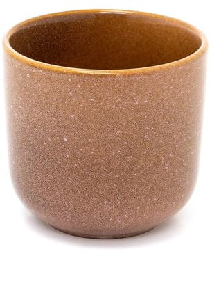 Carousel Home Natural Brown Reactive Glaze Ceramic Plant Pot | Indoor Cachepot Planter for Succulents and Flowers - 8cm