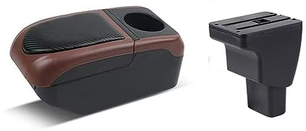TRASH BIN Car Armrest Box Internal Modification USB Cup Holder Car Accessories For I10 Center Console Armrest(Black-coffee)