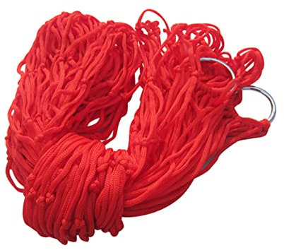 Parliky Outdoor Leisure Bed Sleeping Swing Hammock Portable Camping Nylon Rope Mesh Hammock for Adults Relaxing in Garden