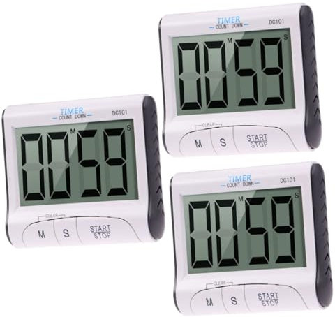 Amosfun 3 Pièces minuterie de Cuisine numérique minuterie d'eau de Cuisine à Compte à rebours minuteur de e Timer e réveil de e d'alarme de e