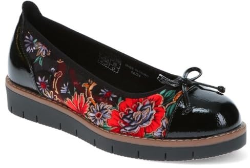 Pavers Wide Fit Bow-Detailed Pumps - Black Floral Size 5