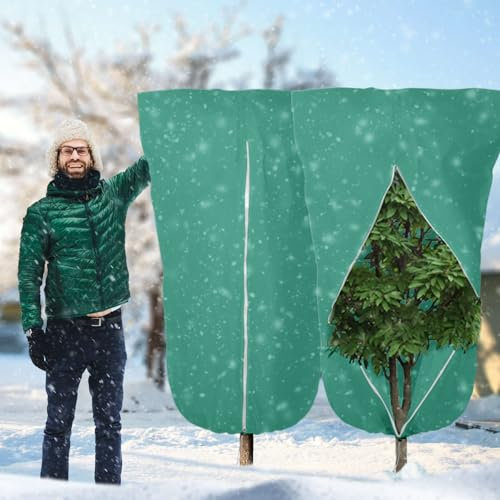 ECCOGREAT 120x180cm Cubiertas para Plantas Protección contra Heladas Paquete de 2 Mantas para Árboles de Tela Gruesa de 3 oz/yd² Bolsa Reutilizable con Cordón y Cremallera