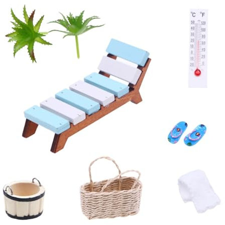 Rmerasor Miniatur Deko Sauna Zubehör Set, 8 Stück Wellness Deko Zubehör, Mini Sauna Wellness Gutschein, Wellness Deko Geschenk, Saunazubehör für Foto-Requisiten und DIY Deko Strand Garten