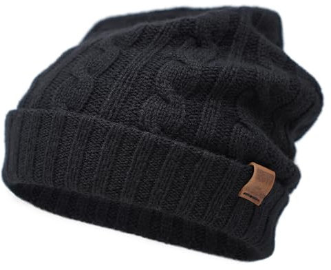 Borges & Scott Die Lux - 100% Kaschmir - Reversible doppellagige Mütze - extra dick - Mitternacht