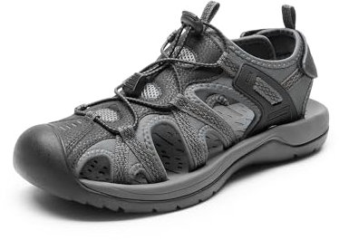 DREAM PAIRS Sandales Sportives d'été pour Hommes Antidérapantes et Respirantes Sandale Extérieure Confortable,Size 48,Noir/Gris Foncé,DMUMST2505