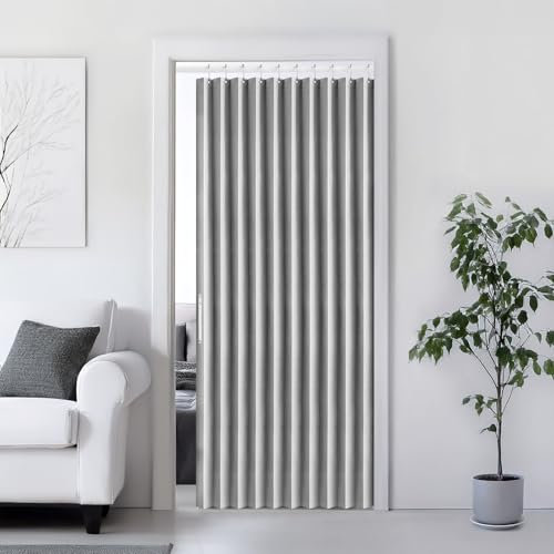 RINHARTEX Magnetischer Türvorhang für Schrank, Falttür, Akkordeon-Stil, Akkordeon-Tür, Raumteiler, Schlafzimmer, Badezimmer, Wohnzimmer (42 x 78, Grau)