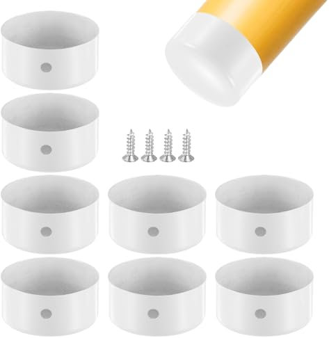 M METERXITY 8-Pack Handrail End Caps, 1.77 Inch/45mm Inner Diameter Stainless Steel Round Handrail End Caps for Furniture/Stair, Guardrail Tube End Cover [White]